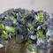 11" Blue Hydrangea Arrangement in Gold Metal Vase